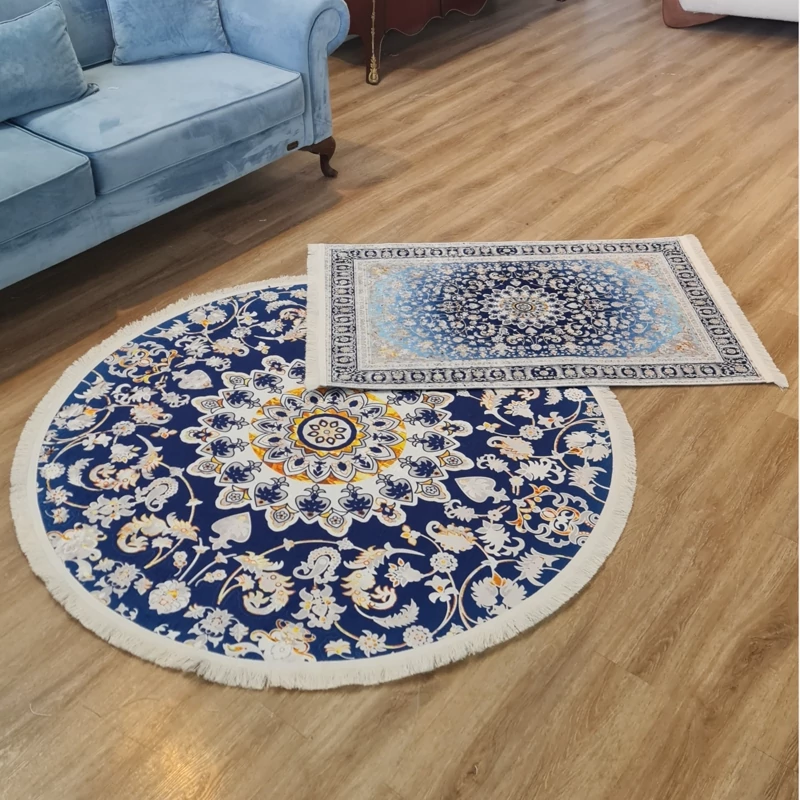 ست فرشینه آبی رویال با طرح ترنج خورشیدی کد U 485(پس کرایه)