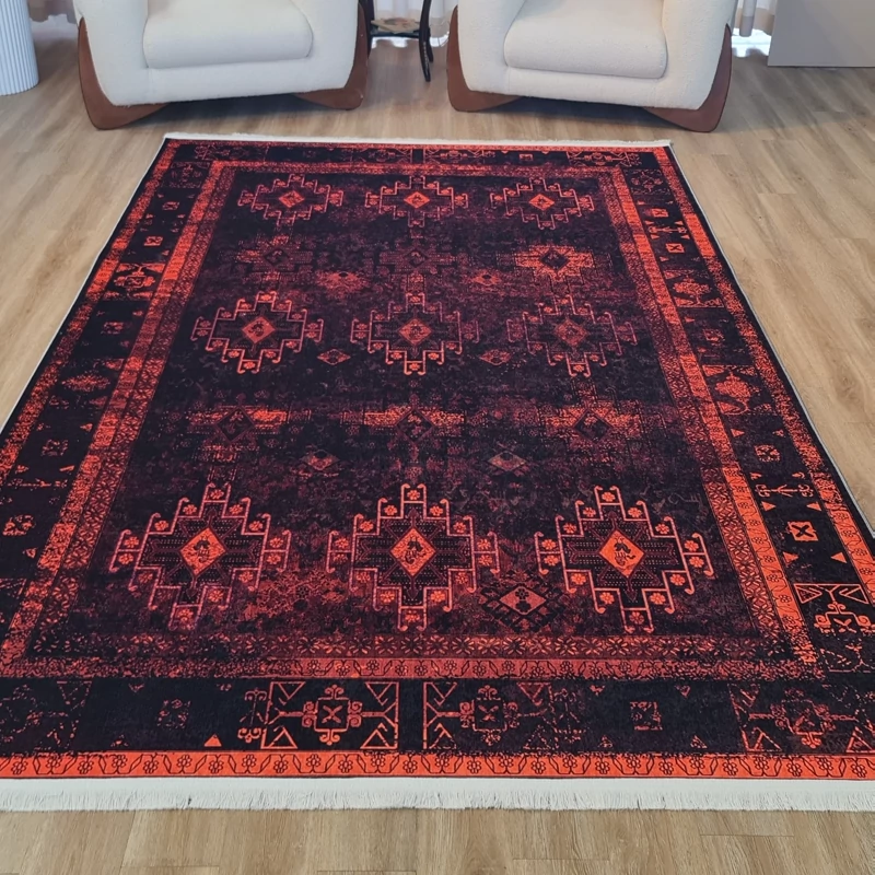 فرشینه مخمل شانل، طرح عشایری با نقوش هندسی، کد L 512(پس کرایه)