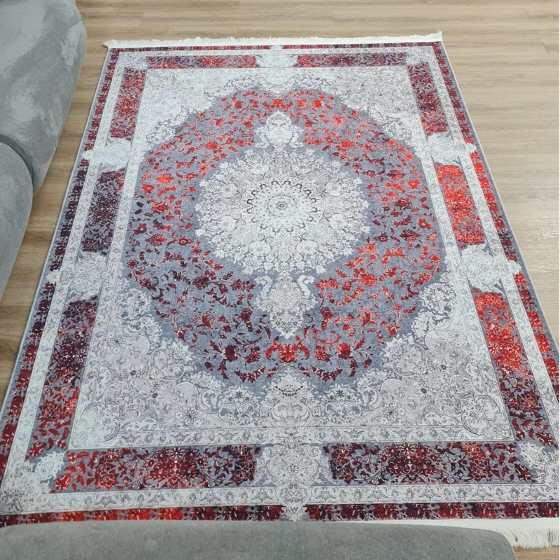 فرشینه مخمل شانل طوسی زرشکی، کد L 495 (پس کرایه)