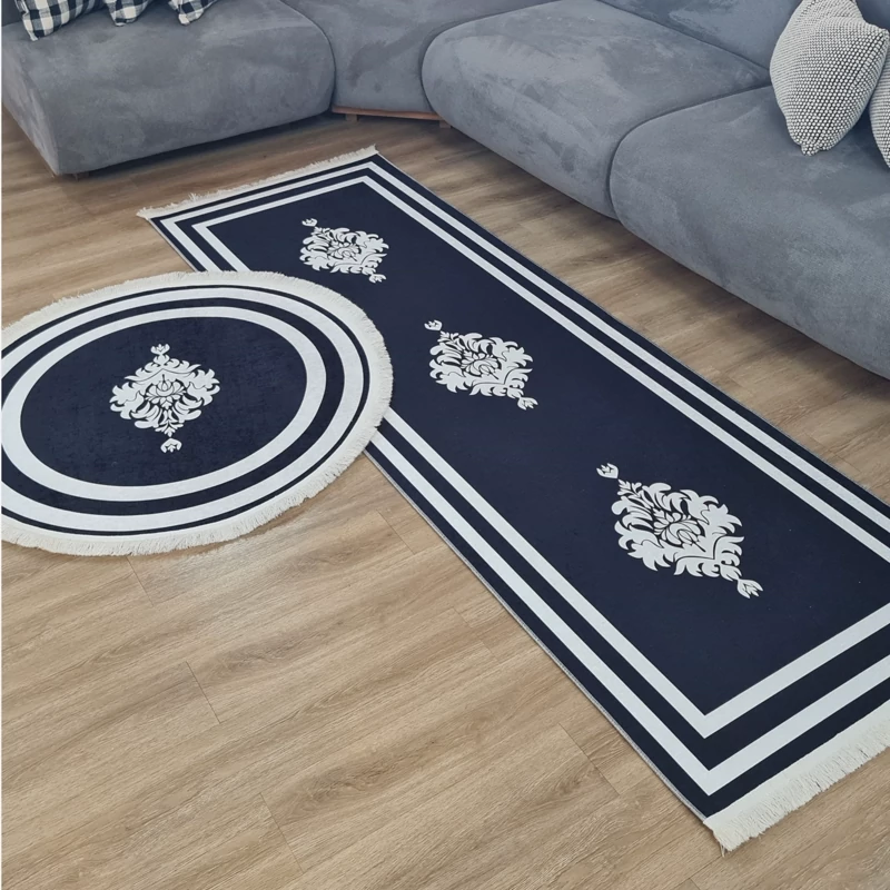 ست فرشینه مدرن با رنگ های سیاه سفید کد C 38(پس کرایه)