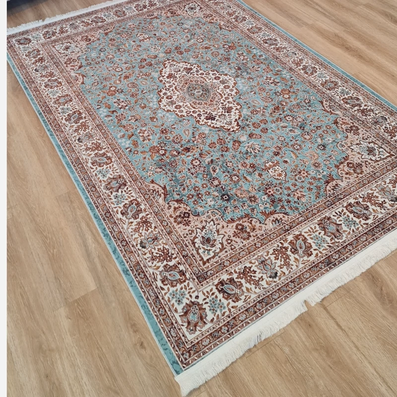 فرشینه مخمل شانل آبی فیروزه ای کد L 565(پس کرایه)