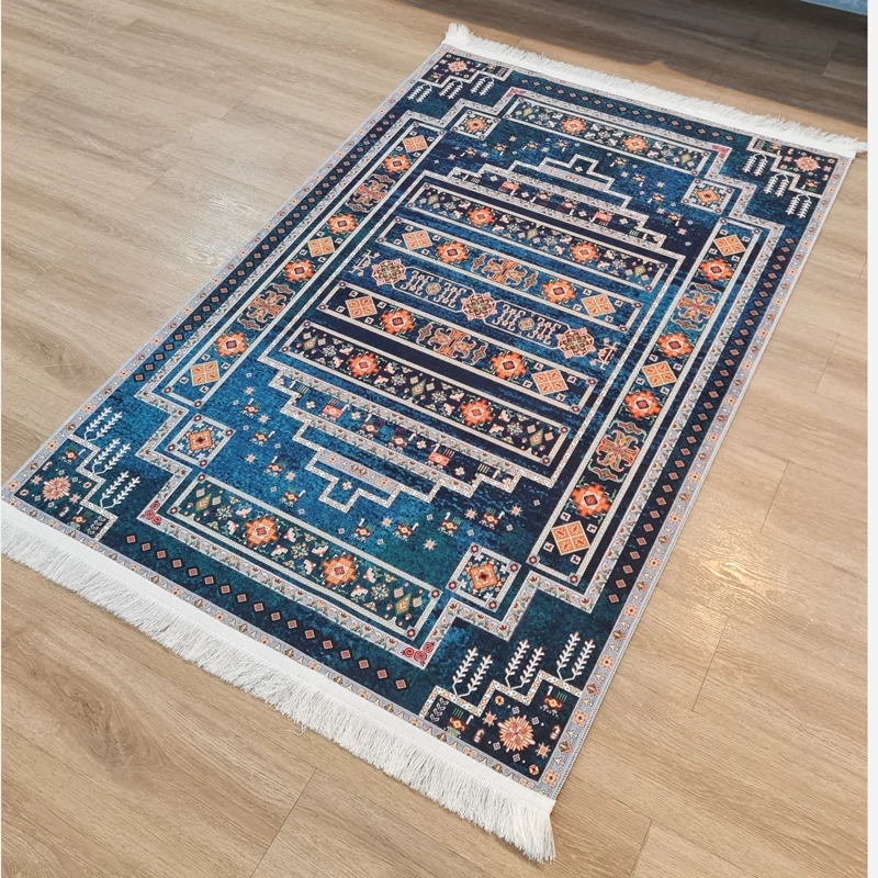 فرشینه سنتی رنگ آبی کاربنی، کد L 802(پس کرایه)