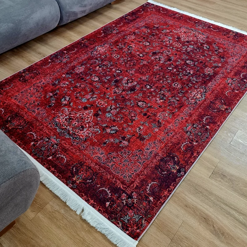 فرشینه طرح سنتی با رنگ های زرشکی اناری، کد L 811(پس کرایه)
