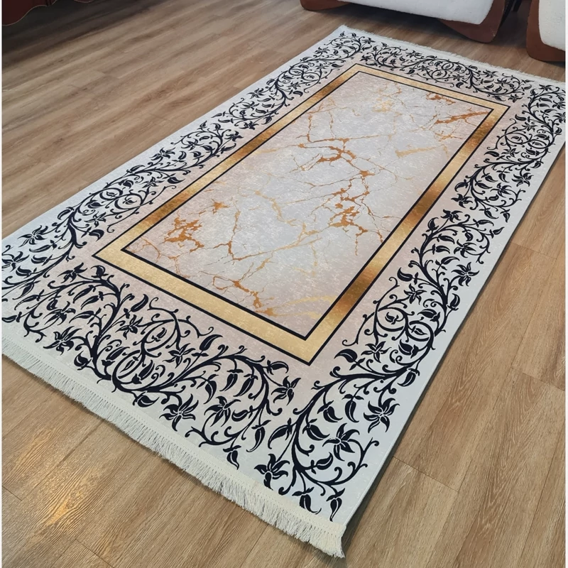 فرشینه کرم طلایی مخمل تُرک کد H 413 (پس کرایه)