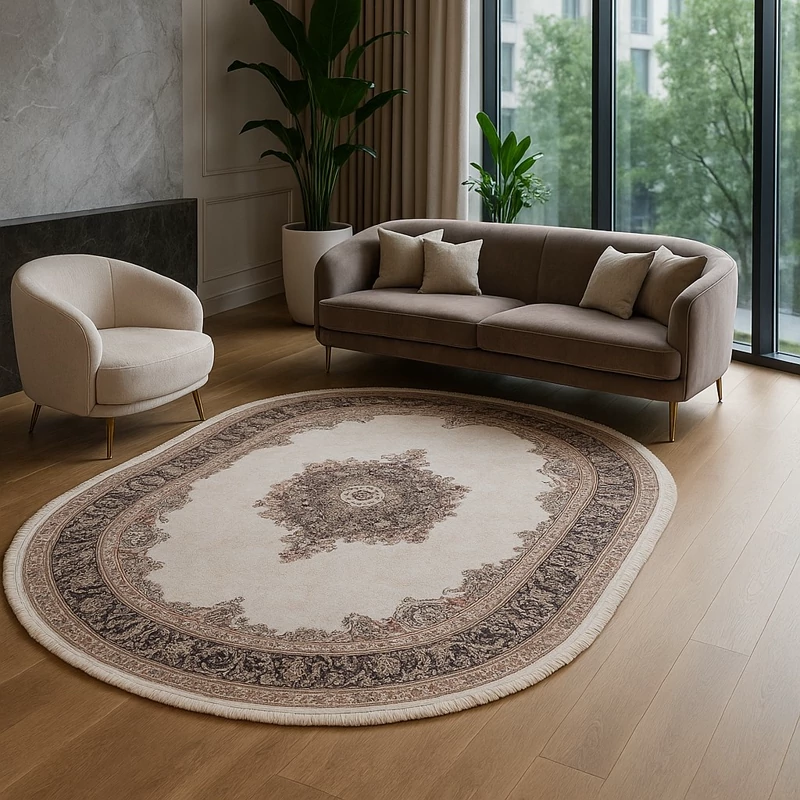 فرشینه بیضی مخمل تُرک کد B 107(پس کرایه)