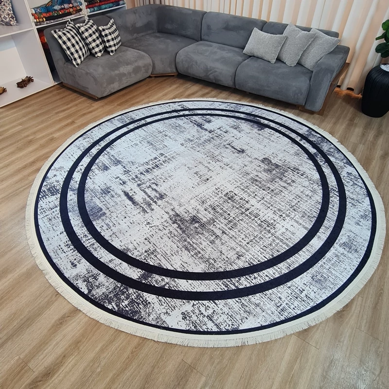 فرشینه گرد طوسی مشکی، مخمل تُرک کد C 45(پس کرایه)