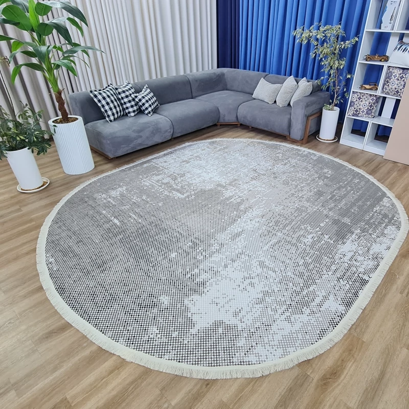 فرشینه بیضی طرح پیکسلی مخمل تُرک کد B 134(پس کرایه)