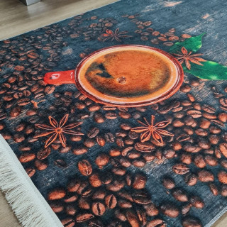 فرشینه آشپزخانه مخمل تُرک طرح قهوه کد 012 (پس کرایه)