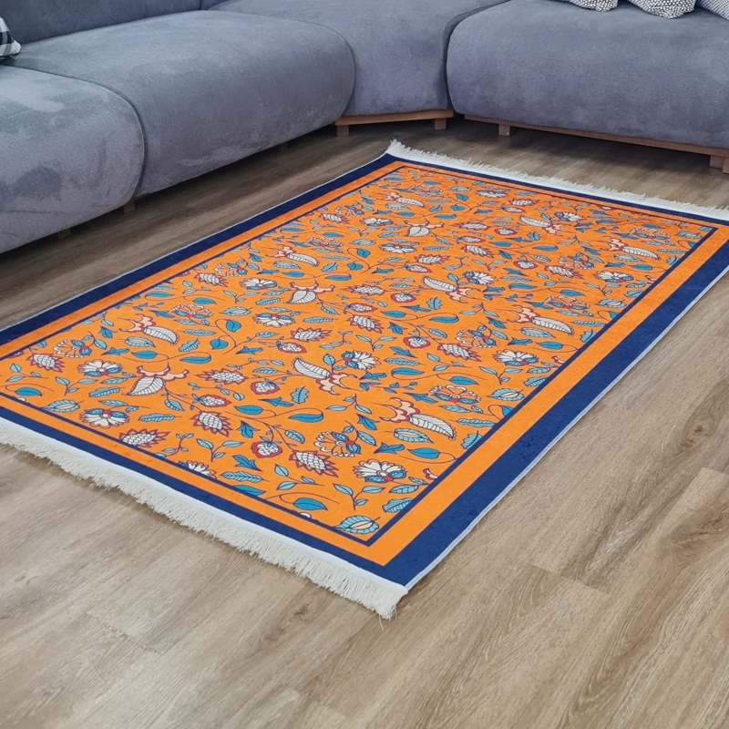 فرشینه زمینه نارنجی، مخمل تُرک کد R 132(پس کرایه)
