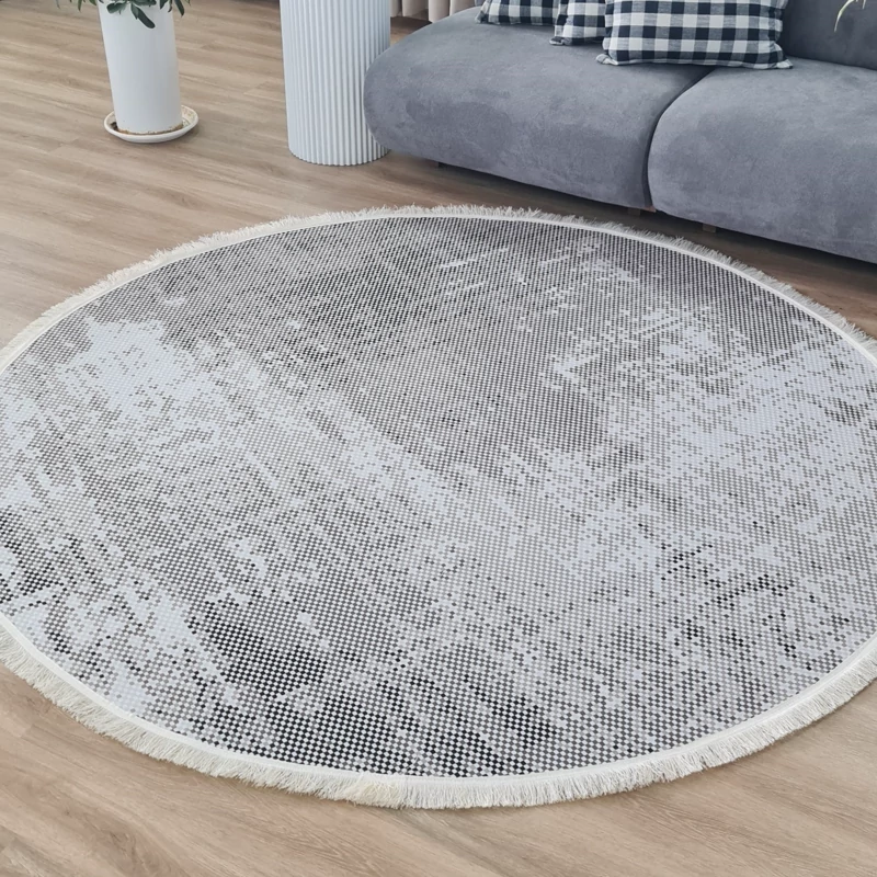 فرشینه گرد طرح پیکسلی مخمل تُرک کد B 134(پس کرایه)