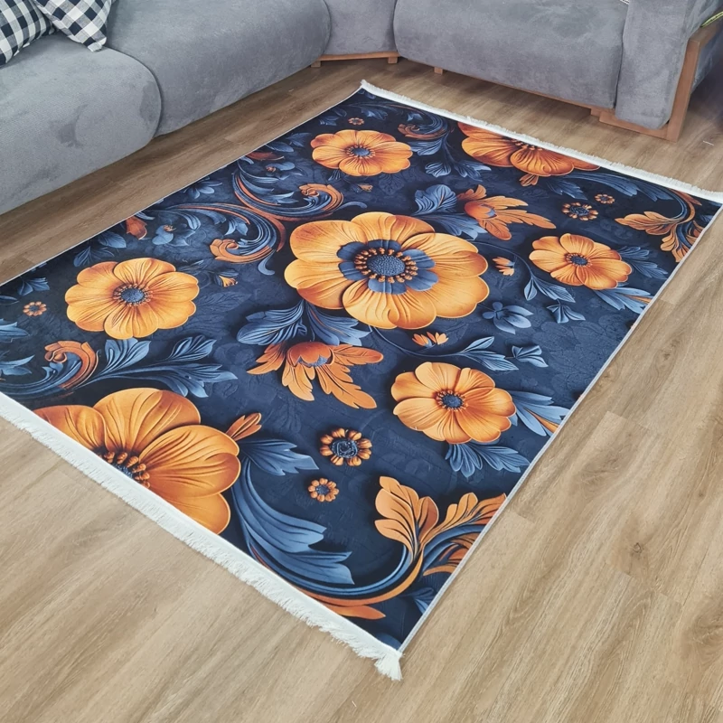 فرشینه مخمل تُرک سُرمه ای کد 9111 (پس کرایه)