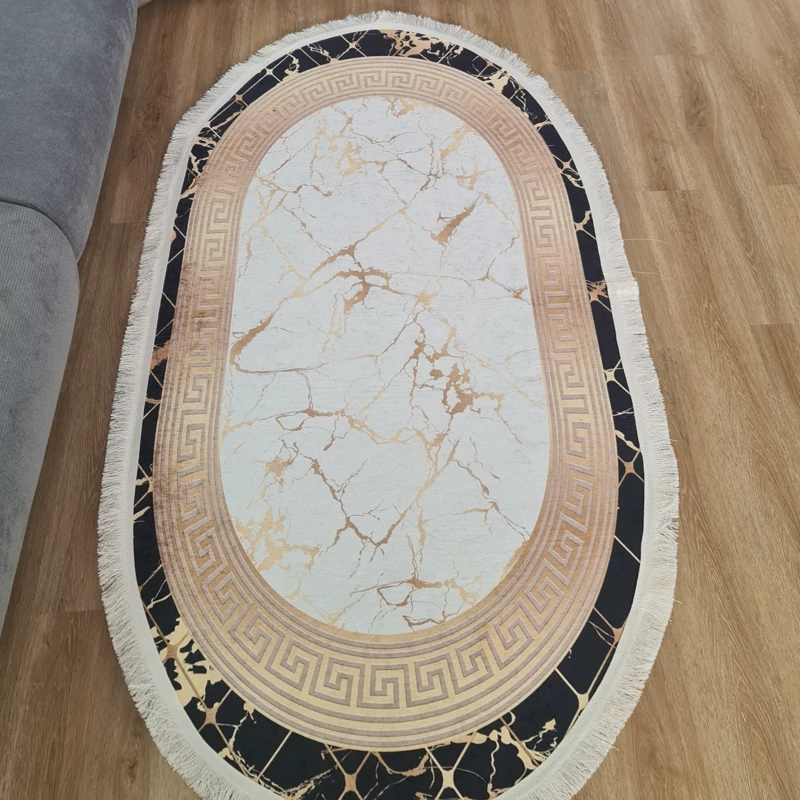 فرشینه بیضی مخمل تُرک طرح ورساچه کد B 18(پس کرایه)