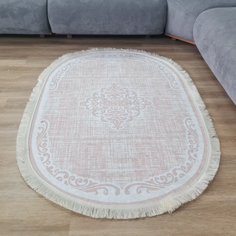 فرشینه بیضی مخمل تُرک طرح وینتیج کد B 26(پس کرایه)