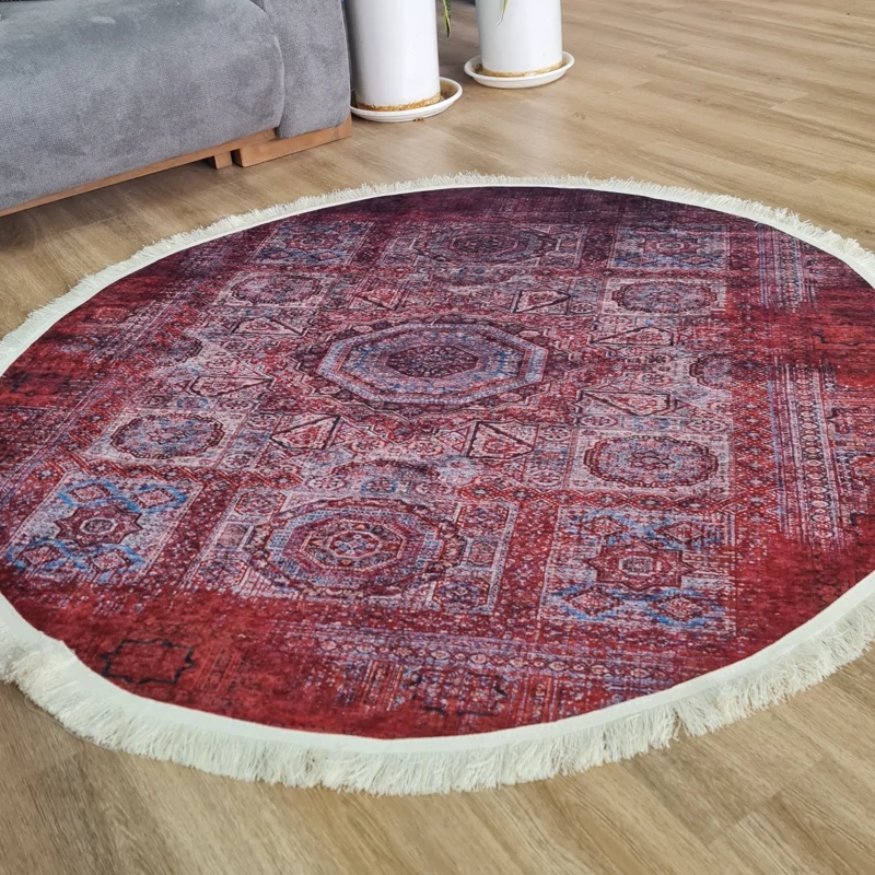 فرشینه گرد مخمل تُرک طرح فانتزی کد M 215(پس کرایه)