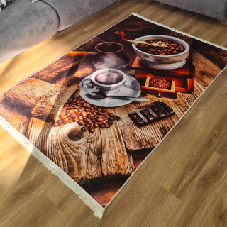 فرشینه آشپزخانه مخمل تُرک طرح قهوه کد 046 (پس کرایه)