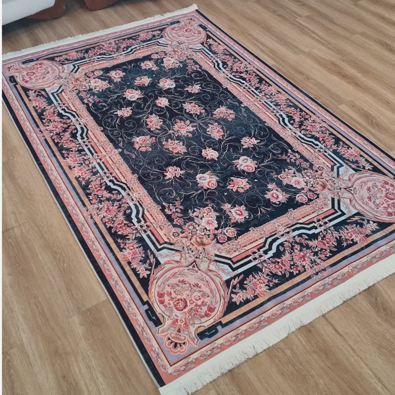 فرشینه مدرن طرح گل، مخمل شانل، کد L 316 (پس کرایه)
