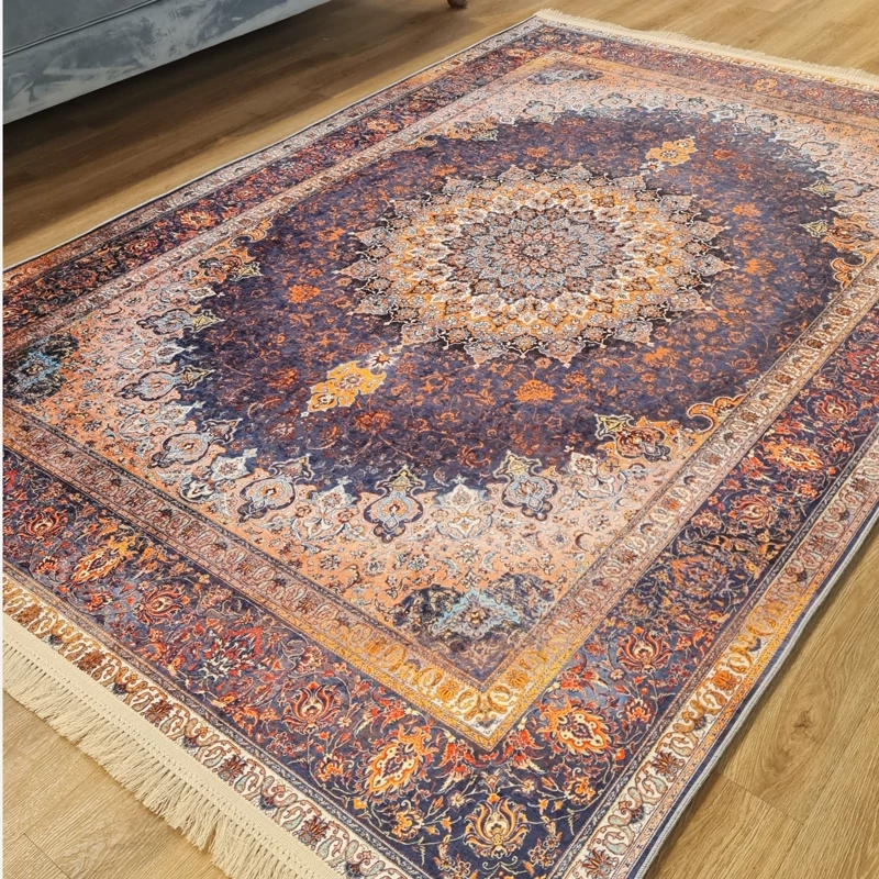 فرشینه سنتی طرح ترنج، مخمل شانل کد L 329 (پس کرایه)