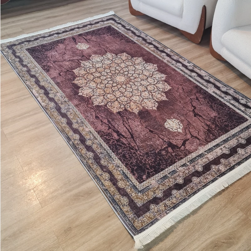 فرشینه زرشکی مخمل شانل کد L 319 (پس کرایه)