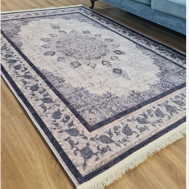 فرشینه طوسی سرمه ای استُپ دار مخمل شانل کد L 434 (پس کرایه)