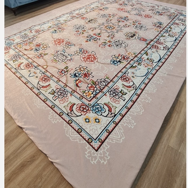 روفرشی کشدار طرح گل پیکسلی، مخمل پر تراکم (پس کرایه)