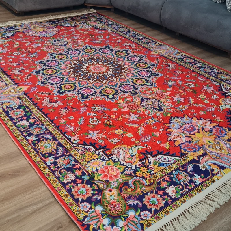 فرشینه سنتی قرمز سرمه ای مخمل تُرک کد U 482 (پس کرایه)