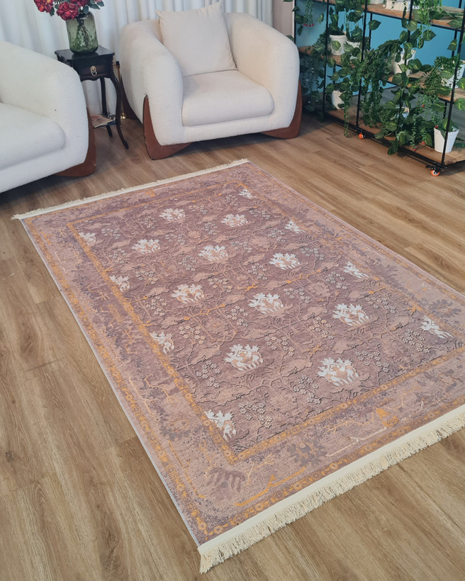 فرشینه طرح وینتیج کد L 232 (ترکیب کلاسی نود، فیلی و خردلی)