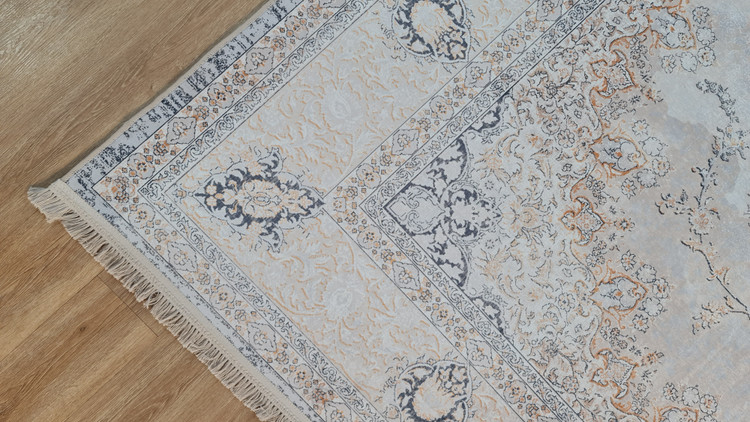فرشینه طرح کلاسیک وینتیج ترنجدار رنگ کرم فیلی کد L 544