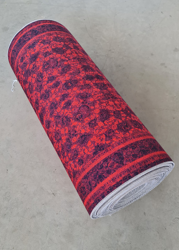 فرشینه راهرویی طرح افشان سنتی (رنگ قرمز لاکی و سرمهای/مشکی) کد Roll 133