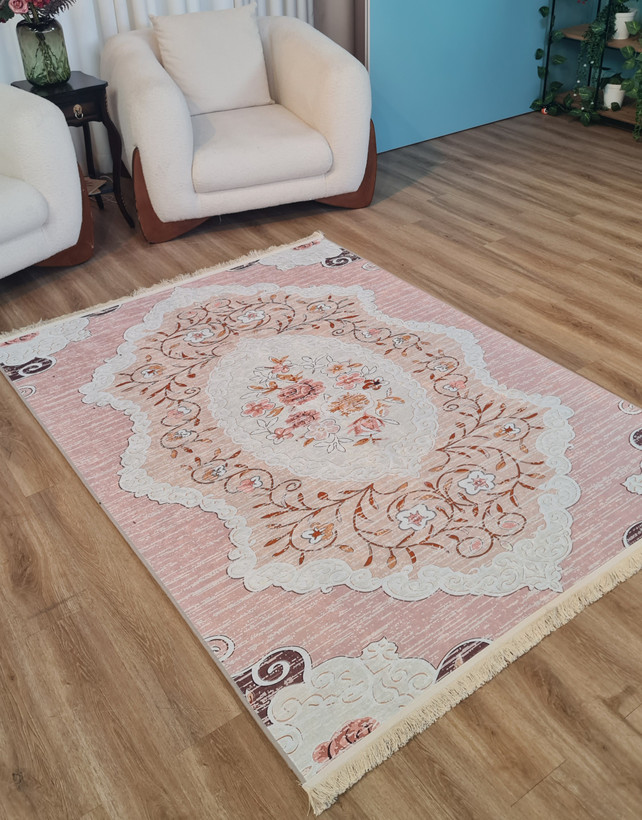 فرشینه وینتیج طرح سنتی ترنجدار کالباسی و کرم کد B 28