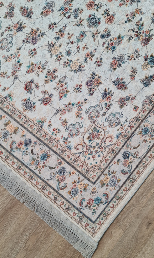 ست فرشینه کناره و پادری طرح افشان سنتی زمینه کرم کد U 08