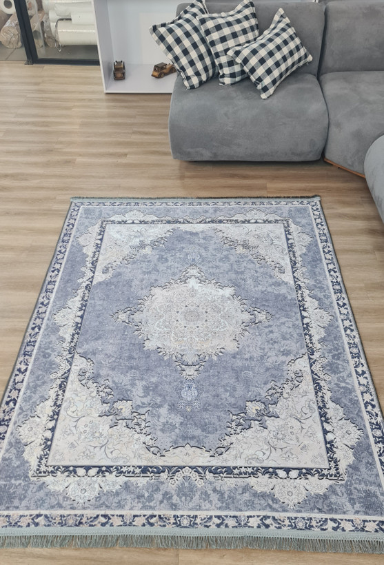 فرشینه استپ دار طرح وینتیج کلاسیک طوسی، کد L 408