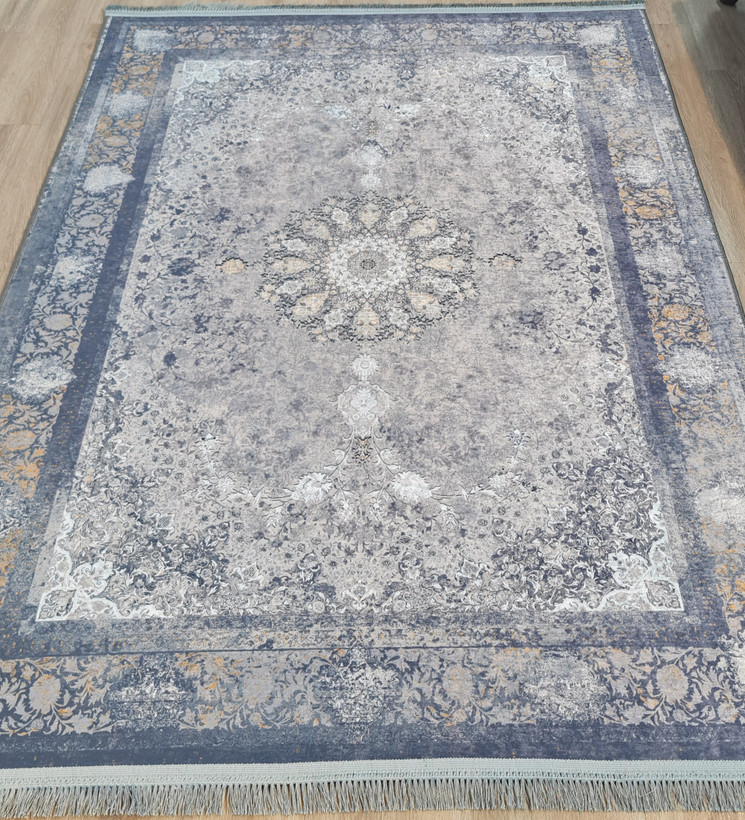 فرش چاپی، مخمل شانل، طرح ترنج و لچک، کد L 521