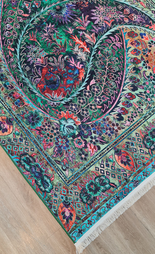 فرشینه مخمل تُرک طرح بته جقه کد U 141 (پس کرایه)