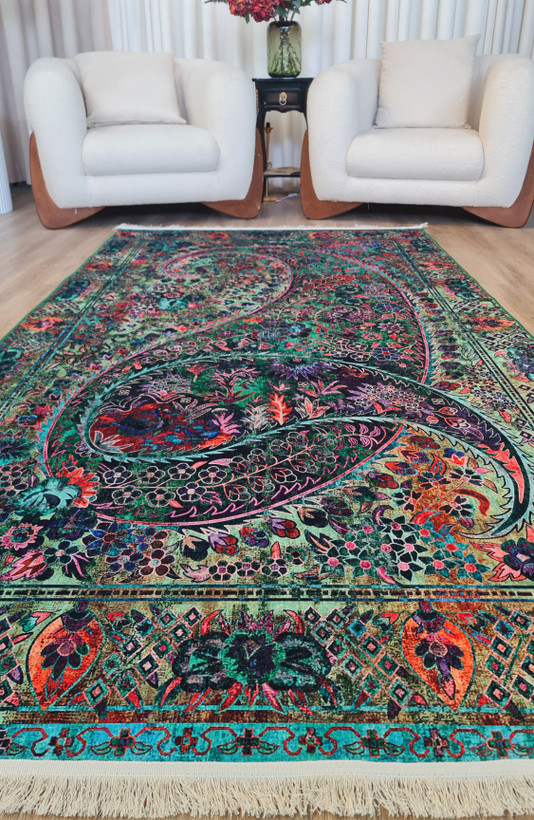 فرشینه مخمل تُرک طرح بته جقه کد U 141 (پس کرایه)