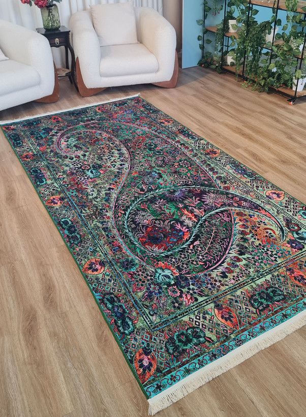 فرشینه مخمل تُرک طرح بته جقه کد U 141 (پس کرایه)