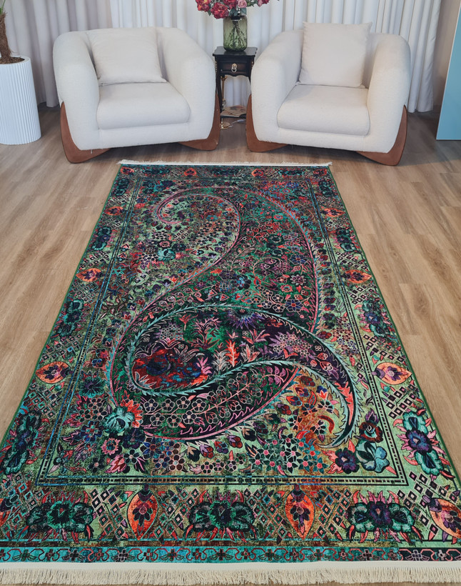 فرشینه مخمل تُرک طرح بته جقه کد U 141 (پس کرایه)