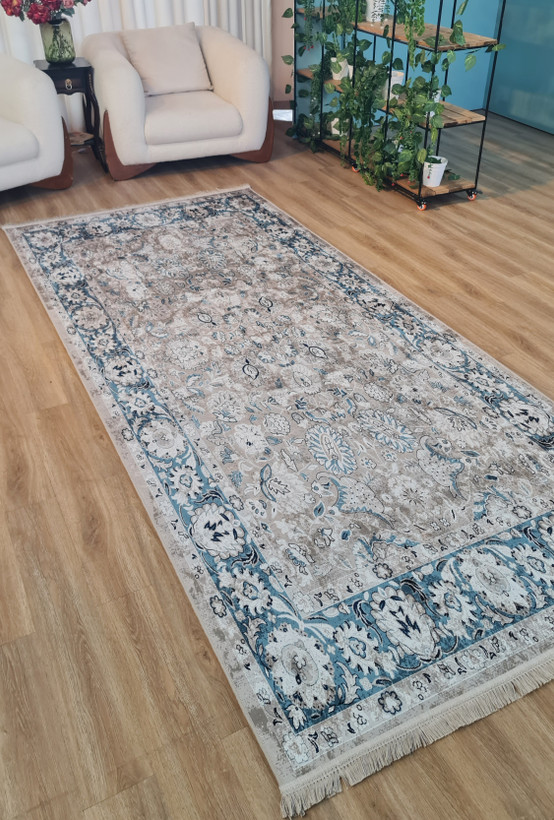 فرشینه طرح افشان کرم آبی ، کد U 515