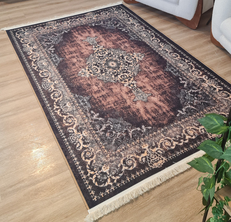 فرشینه وینتیج طرح ترنجدار گردویی زغالی،کد U 675