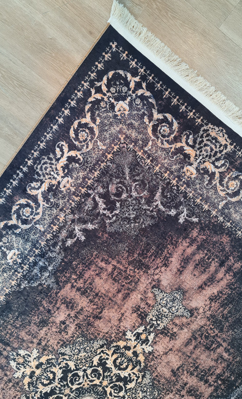 فرشینه وینتیج طرح ترنجدار گردویی زغالی،کد U 675