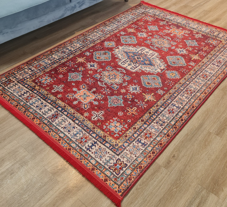 فرشینه سنتی طرح عشایری قرمز لاکی مدل قشقایی،کد U 678