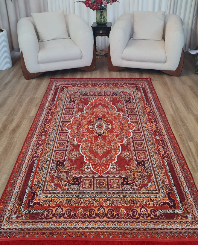 فرشینه سنتی طرح ترنجدار قرمز عنابی مدل شاهکار کد U 599