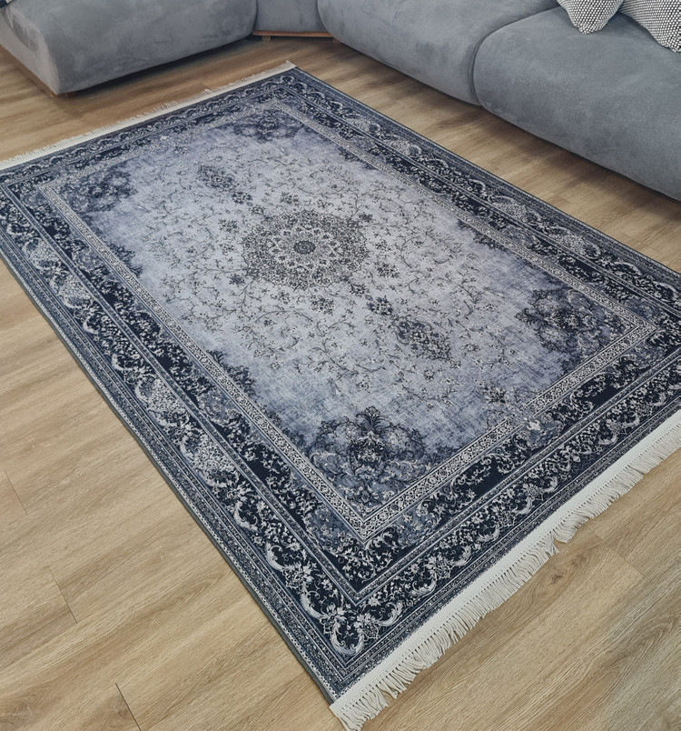 فرشینه وینتیج طرح ترنجدار طوسی زغالی، کد U 670