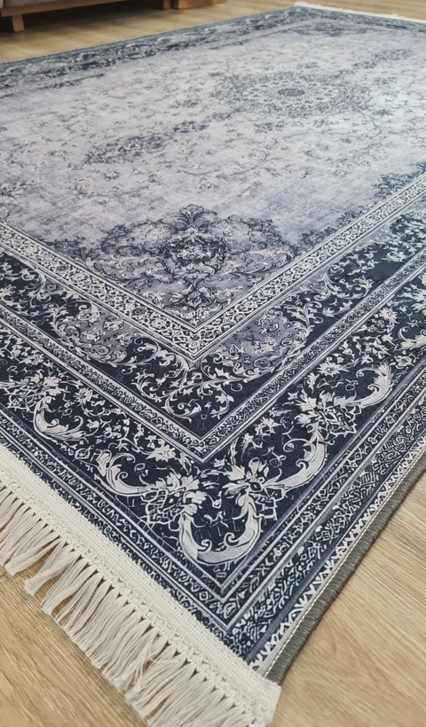 فرشینه وینتیج طرح ترنجدار طوسی زغالی، کد U 670