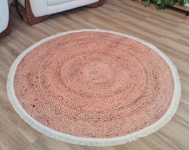 فرشینه گرد طرح بافت حصیری و آجری، کد U 664