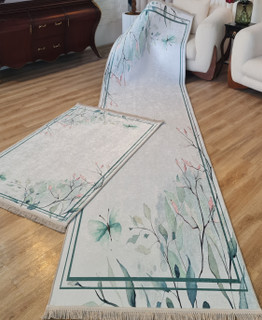 ست پادری و کناره مدرن طرح برگ و پروانه آبرنگی - مدل بهار،کد R 155