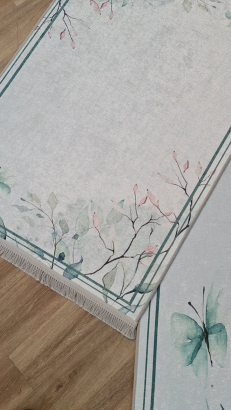 ست پادری و کناره مدرن طرح برگ و پروانه آبرنگی - مدل بهار،کد R 155