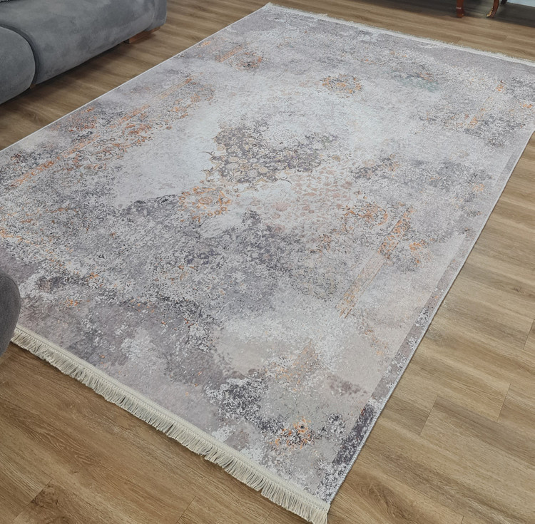 فرشینه وینتیج طرح پتینه ابروبادی طوسی طلایی،کد L 624