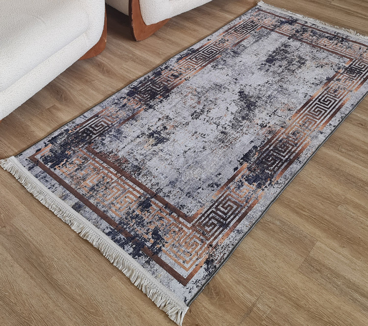 فرشینه کناره مدرن طرح پتینه و ورساچه طوسی مسی،کدH 467