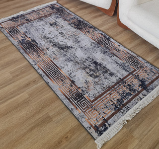 فرشینه کناره مدرن طرح پتینه و ورساچه طوسی مسی،کدH 467