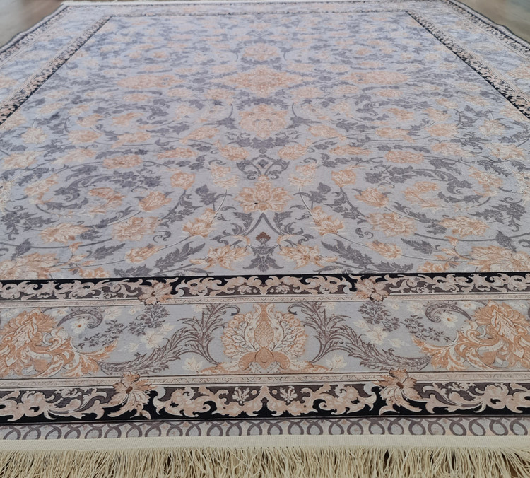 فرشینه سنتی کلاسیک طرح افشان طوسی طلایی،کد U 10